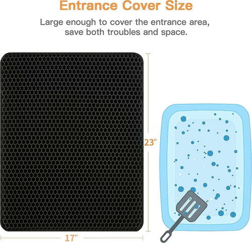 Cat Litter Trapping Mat entrance cover size illustration showing dimensions 17" x 23" for effective litter trapping.